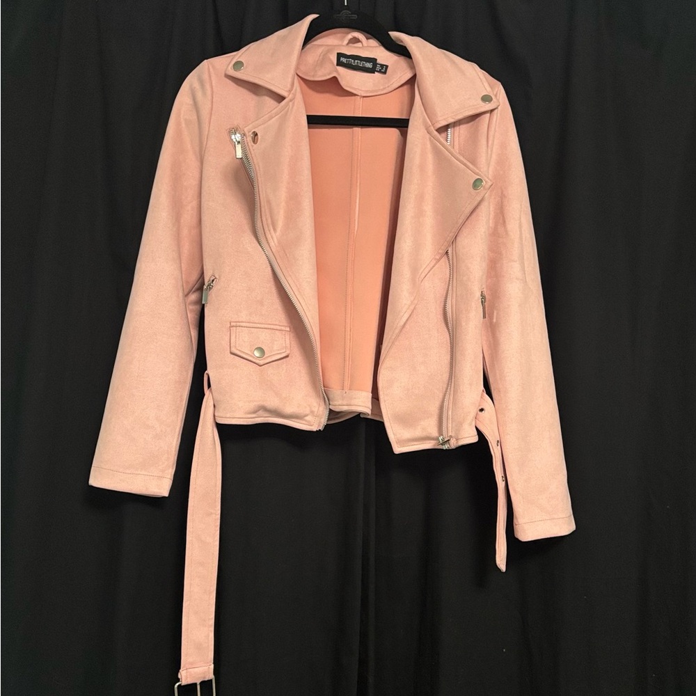 PrettyLittleThing Light Pink Leather Jacket